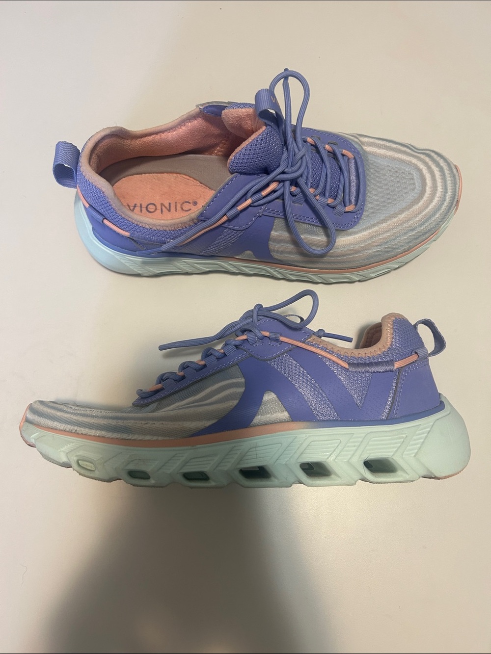 Vionic Women's Lavender and Peach Athletic Sneakers with Mint Sole size 8